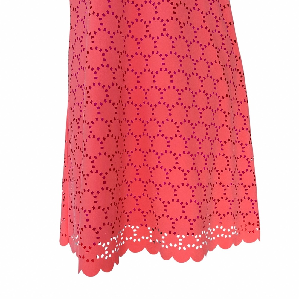 Title Nine Dress Size Small "Nimblene" Coral & Pink Illusion Laser Cut Midi‎ - Picture 11 of 12